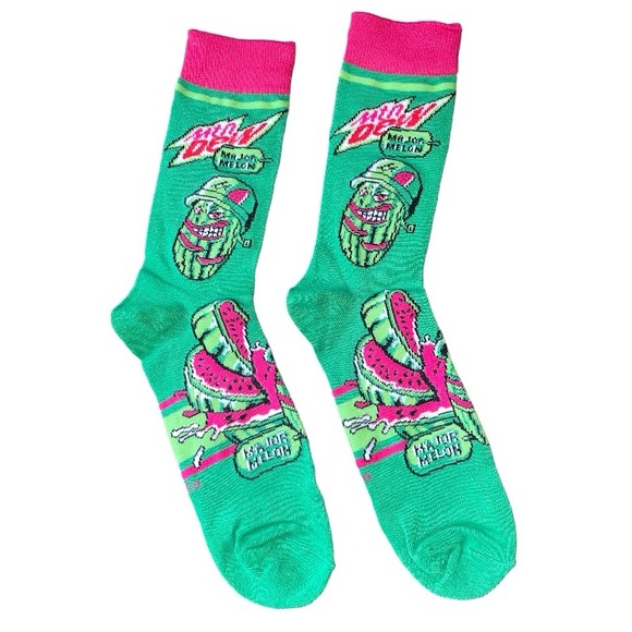 Mountain Dew Major Melon  Logo Crew Socks, Green shoe Sizes 6-12 drink soda new - Picture 4 of 4